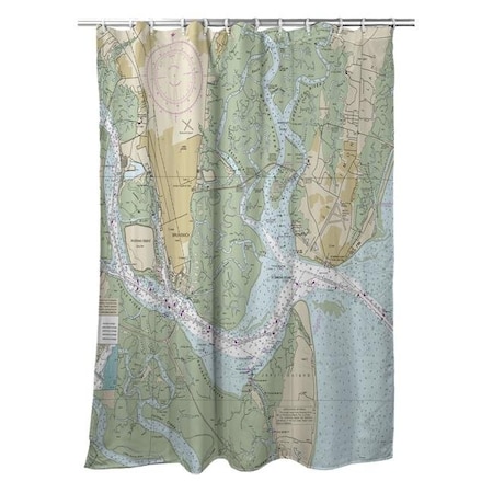Betsy Drake SH11506 St Simons Sound; GA Nautical Map Shower Curtain - 70 X 72 In.